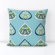 lotus aqua teal navy two tone green navy fabric