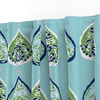 lotus aqua teal navy two tone green navy fabric