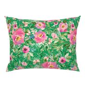 18" Pink Meadow Florals - Green