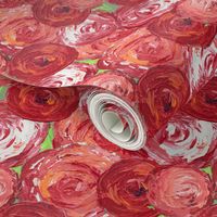 Luscious Cabbage Roses - large scale