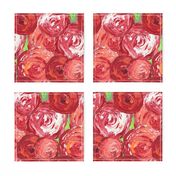 Luscious Cabbage Roses - large scale