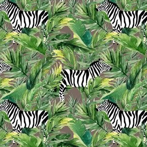 4" Zebra with Leaves - Dark Tan