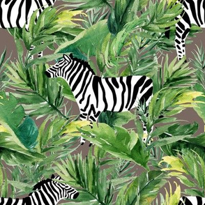 8" Zebra with Leaves - Dark Tan
