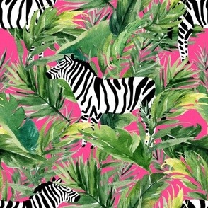 8" Zebra with Leaves - Fuchsia