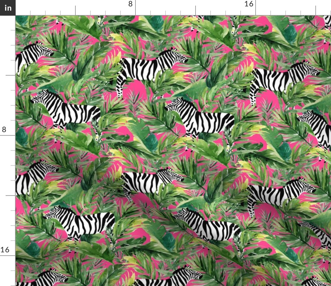 8" Zebra with Leaves - Fuchsia