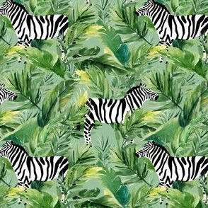 4" Zebra with Leaves - Green