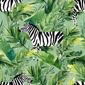 8" Zebra with Leaves - Green