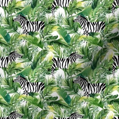 4" Zebra with Leaves - White