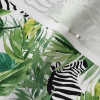 8" Zebra with Leaves - White