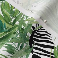 10.5" Zebra with Leaves - White