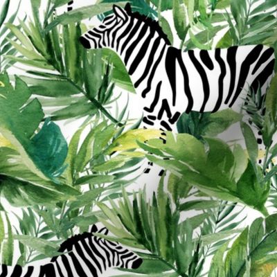 10.5" Zebra with Leaves - White