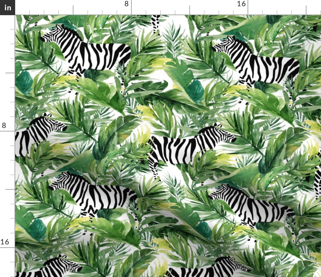 10.5" Zebra with Leaves - White