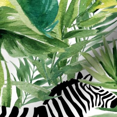 21" Zebra with Leaves - White