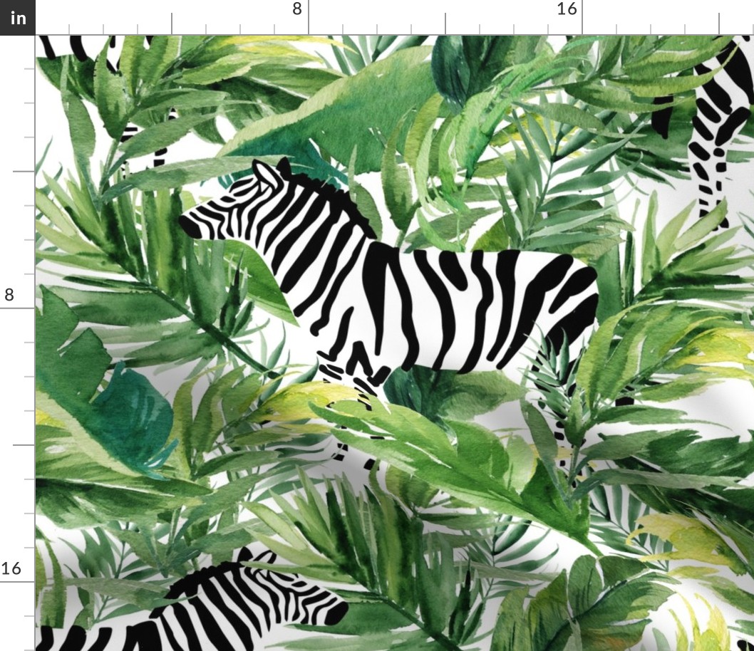 21" Zebra with Leaves - White