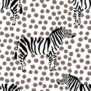 14" Zebra with Tan Polka Dots