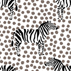 21" Zebra with Tan Polka Dots