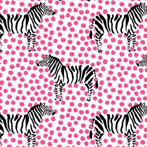 4" Zebra with Fuchsia Polka Dots