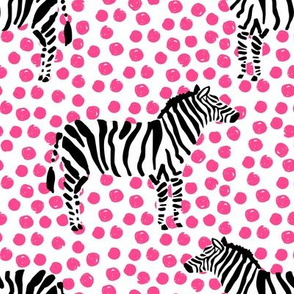 8" Zebra with Fuchsia Polka Dots