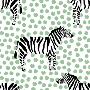 10.5" Zebra with Green Polka Dots