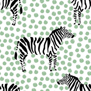 14" Zebra with Green Polka Dots