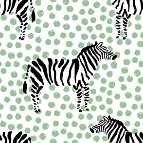 21" Zebra with Green Polka Dots