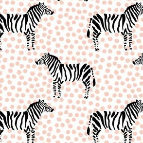 4" Zebra with Peach Polka Dots