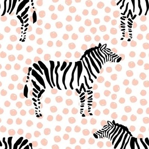 8" Zebra with Peach Polka Dots