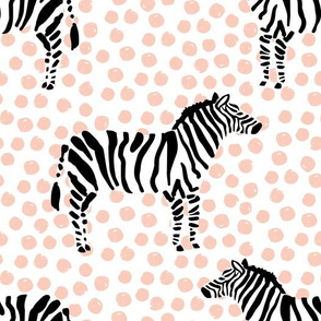 10.5" Zebra with Peach Polka Dots