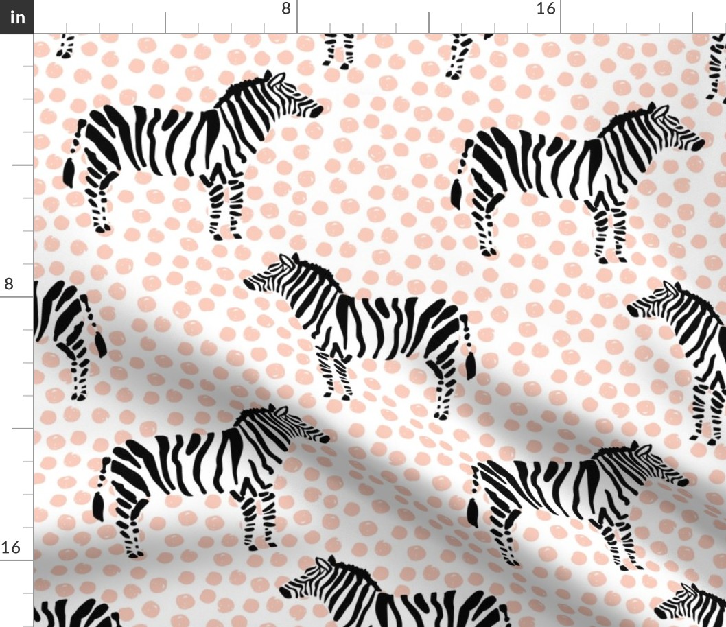 10.5" Zebra with Peach Polka Dots