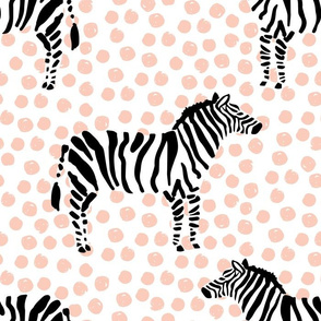 14" Zebra with Peach Polka Dots