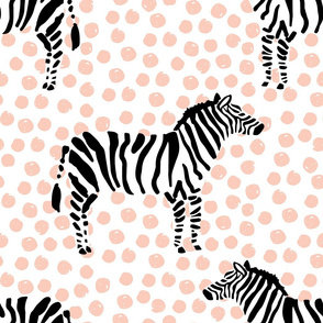 21" Zebra with Peach Polka Dots