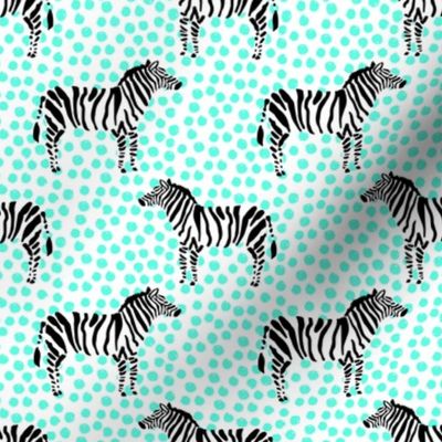 4" Zebra with Teal Polka Dots