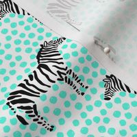 4" Zebra with Teal Polka Dots