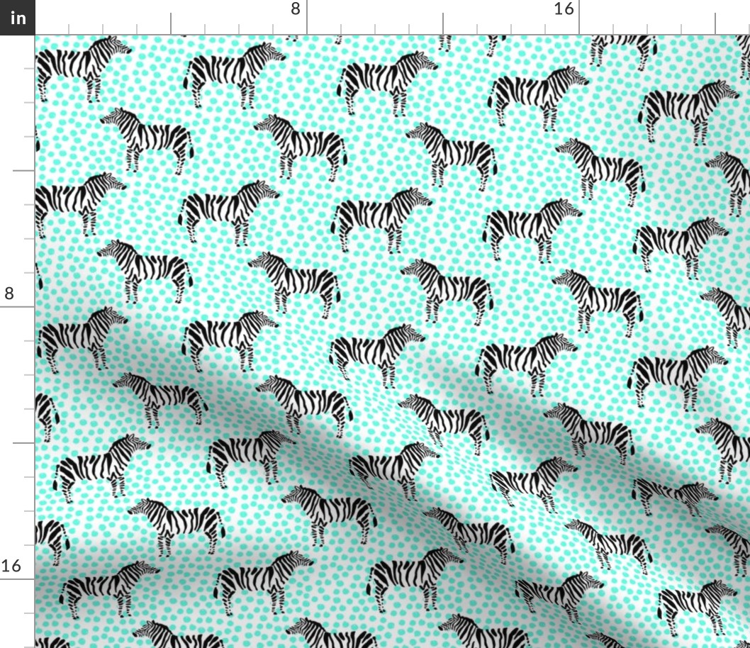 4" Zebra with Teal Polka Dots