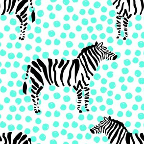 8" Zebra with Teal Polka Dots