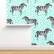 10.5" Zebra with Teal Polka Dots