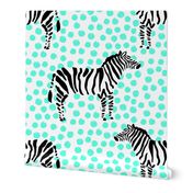 10.5" Zebra with Teal Polka Dots