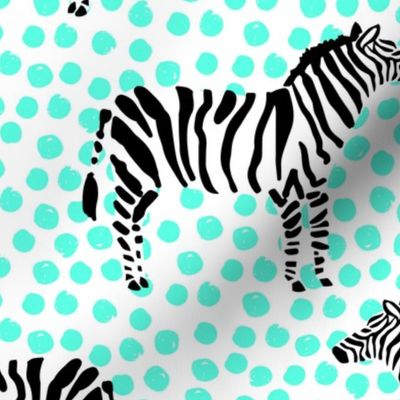 10.5" Zebra with Teal Polka Dots