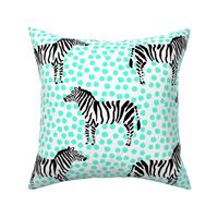 10.5" Zebra with Teal Polka Dots