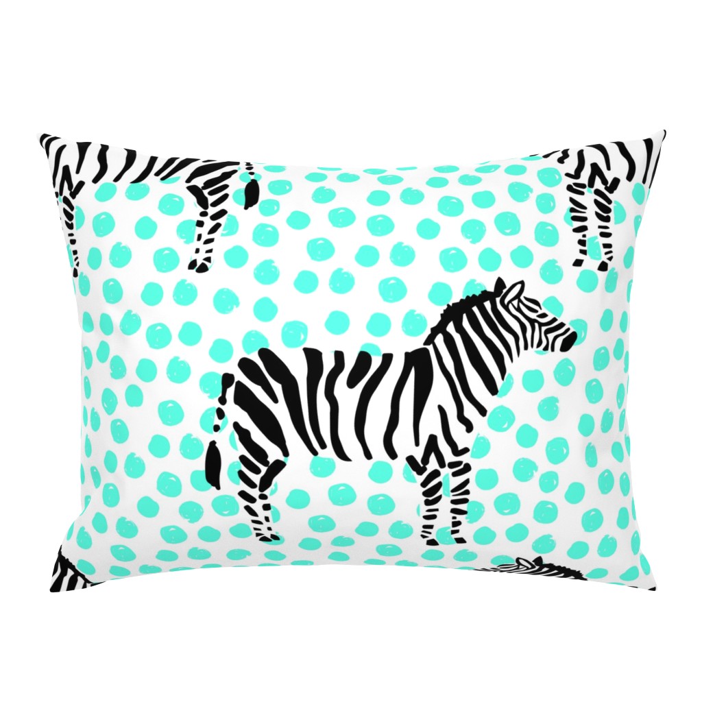 21" Zebra with Teal Polka Dots