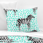 21" Zebra with Teal Polka Dots