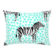 21" Zebra with Teal Polka Dots