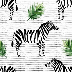 8" Zebra with Stripes and Leaves