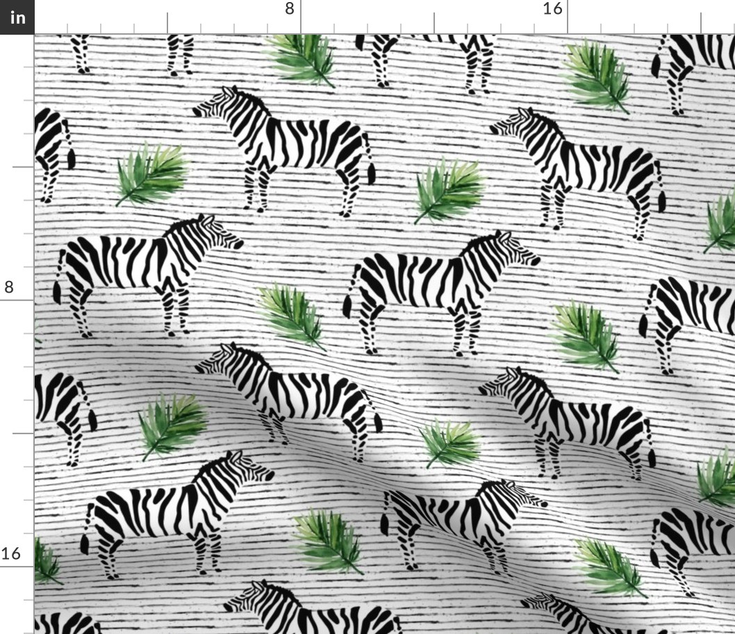 8" Zebra with Stripes and Leaves