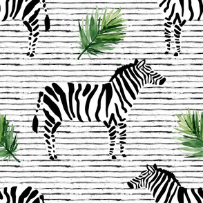 14" Zebra with Stripes and Leaves
