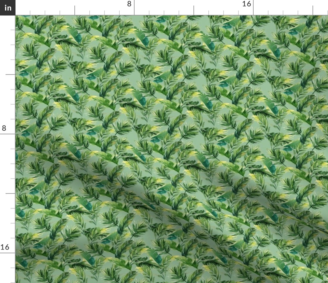 4" Leaves with Green Background