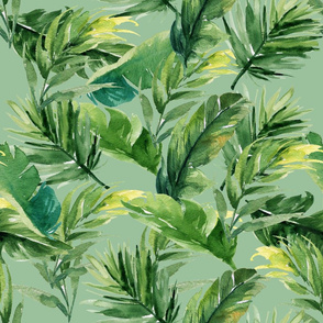 21" Leaves with Green Background