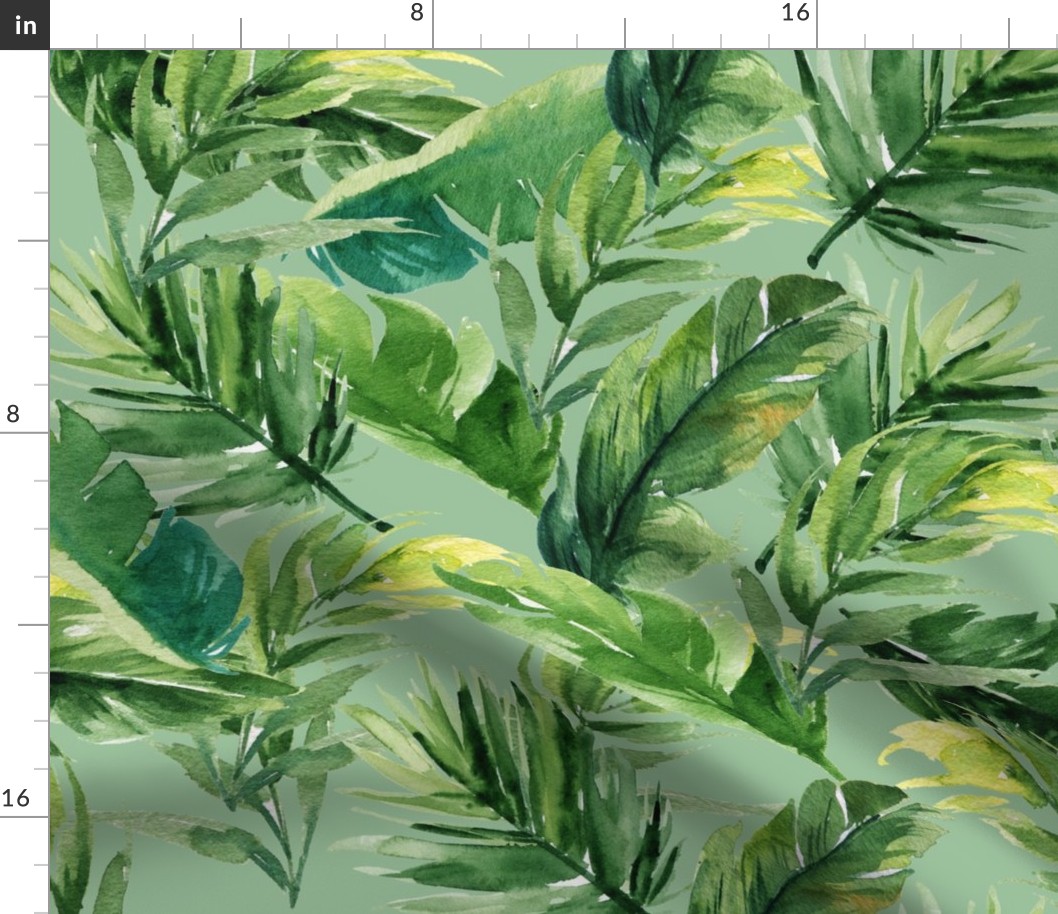 21" Leaves with Green Background