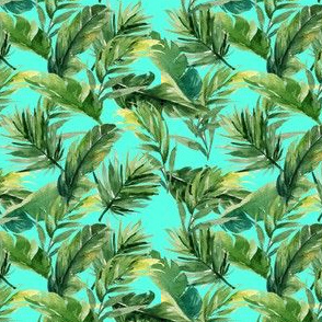 4" Leaves with Teal Background