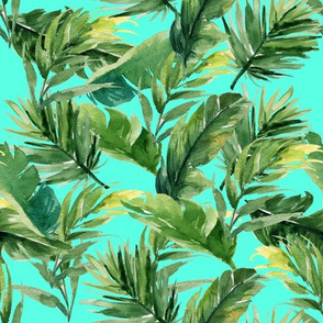 10.5" Leaves with Teal Background